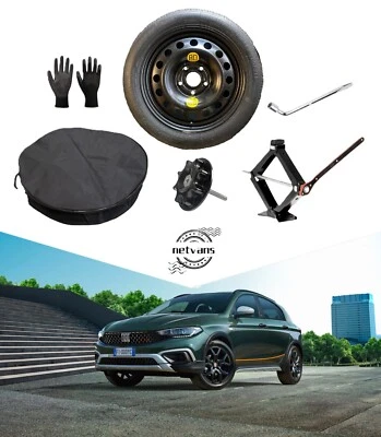 NETVANS Kit Roue de secours Galette 16'' pour FIAT TIPO avec Cric, Clé, Vis, Gants e Sac