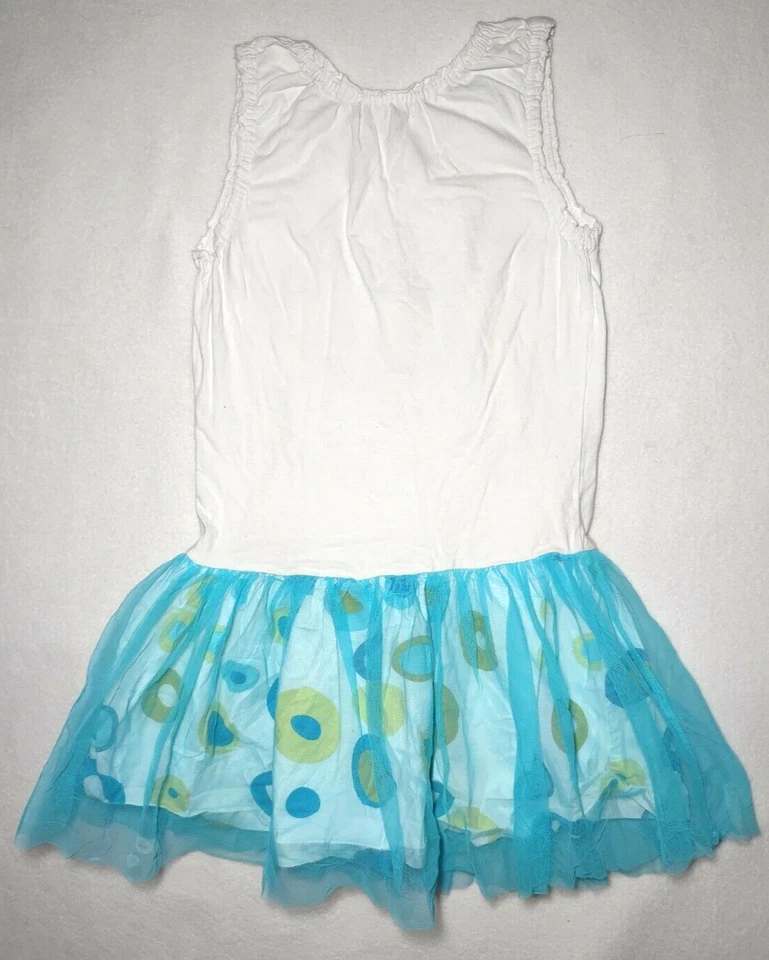 Vestido BeetleJuice London Niñas 6X Flor Azul Tutú Lunares Sin Mangas Blanco Foto 3 de 4