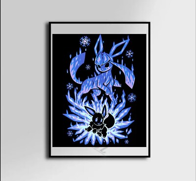 Eevee glaceon evolution art canvas poster home decor
