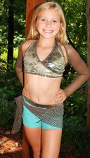 Teal  Taupe competition dance costumes Adult small/medium and child medium