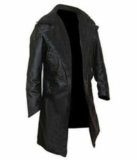 Men's New Long Trench Overcoat Real Leather