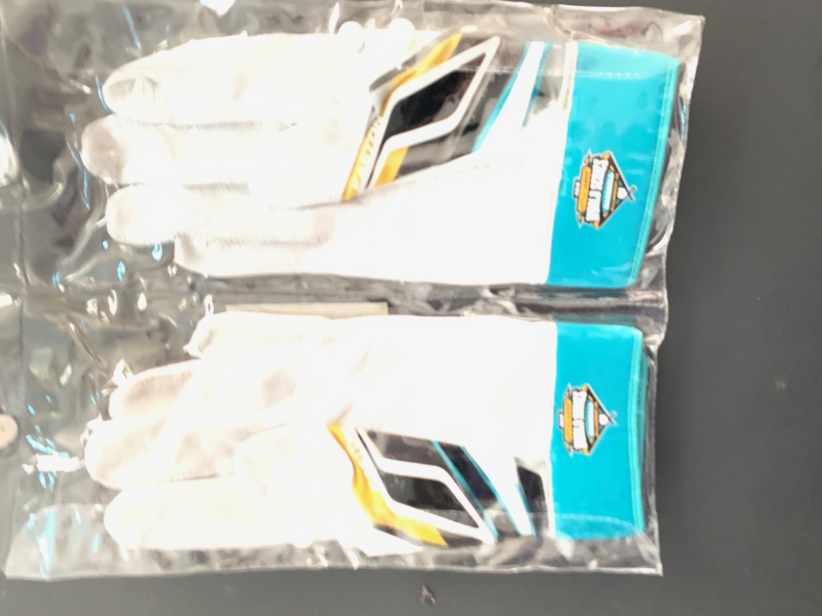EASTON WALK OFF BATTING GLOVE PAIR WHITE/TEAL/GOLD ADULT LARGE