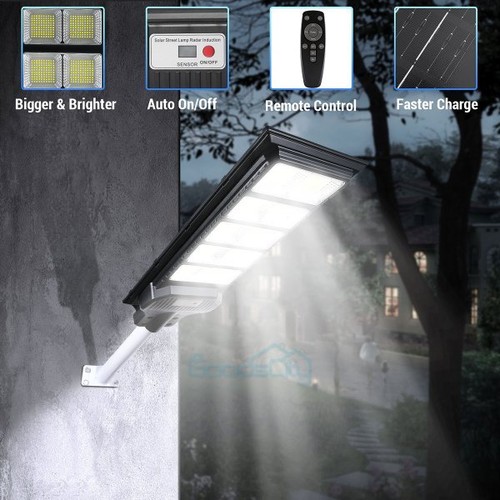 LED Commercial Solar Street Light - 9000K Super Bright Road Lamp Dusk-to-Dawn - Picture 9 of 22