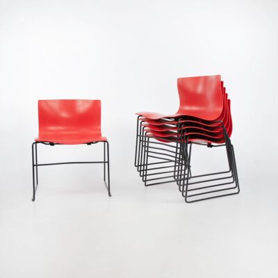 1992 Massimo & Lella Vignelli Knoll Handkerchief Red Stacking Chairs 12+ Avail