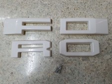 White Front Grille Plastic Logo Emblem Install With Screw Back Letter