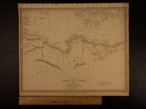 1844 PIĘKNA ogromna kolorowa mapa starożytnej Afryki Libia Egipt Aleksandria ATLAS - Zdjęcie 1 z 6