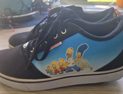 The Simpsons Heelys X Pro Prints Wheels Skating Shoes Black and Sky Blue  Size 10