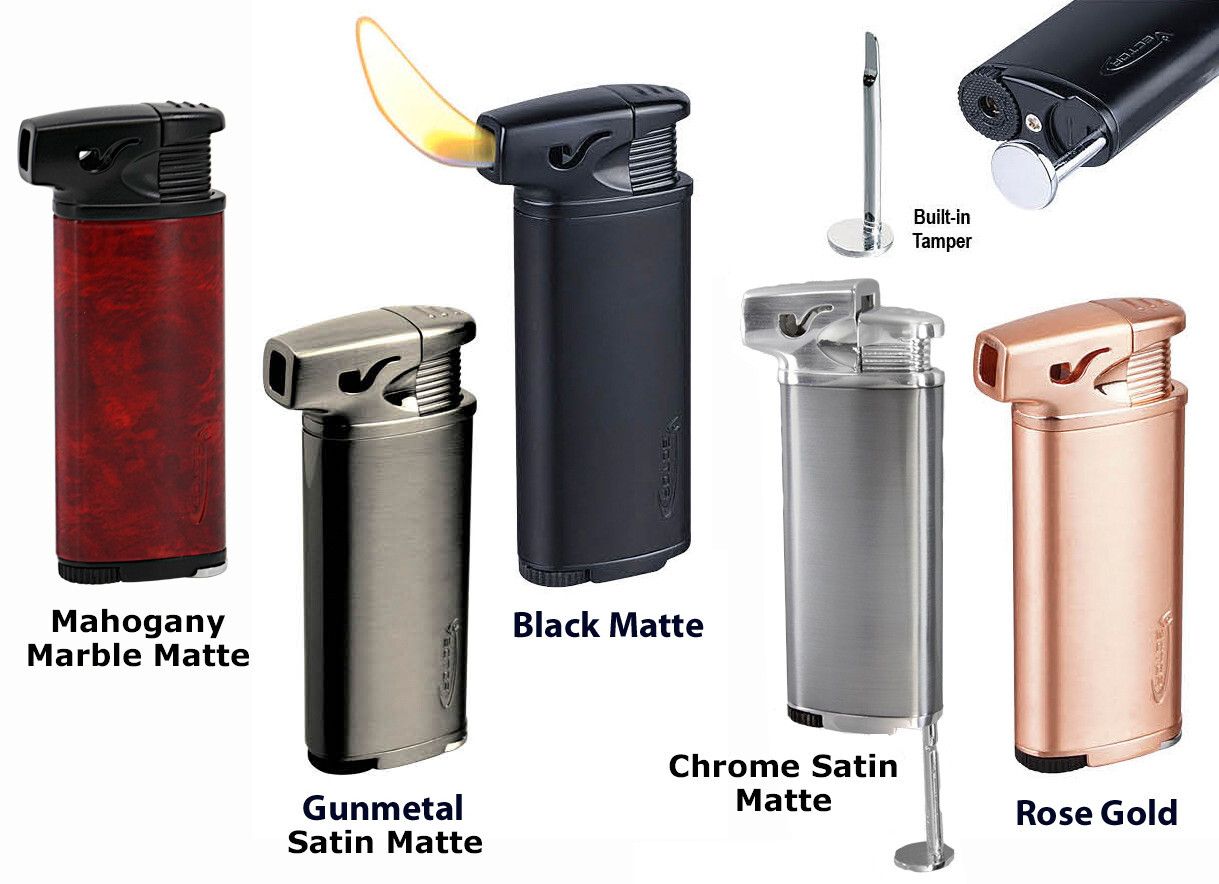 Vector Elio Angled Flame Pipe Lighter w/ Built-in Tamper Gunmetal Satin - 8280