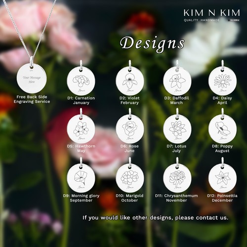 Birth Month Flower Personalised Dainty Silver Necklace, Birthday Gift/925 Silver - Picture 13 of 21