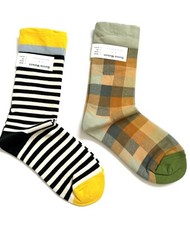 Bonne Maison WOMEN'S socks SOFT Combed COTTON  Striped/Plaid size EU 36-38