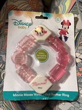 Disney Baby Minnie Mouse Water Filled Teether Ring Gum Massager Pink - BPA Free
