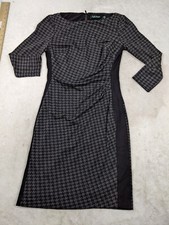 LRL Ralph Lauren Dress Womens 4 Gray Black Houndstooth preppy Knee Length