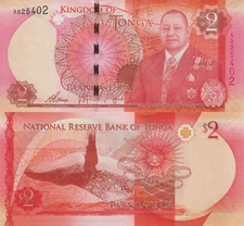 Tonga 2 Pa'anga (2015) - King/Whale/p44 UNC Banknote