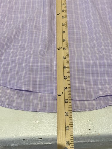 Kirkland Signature Mens Purple White Plaid Long Sleeve Shirt Sz 15 1/2 - 32/33 - Picture 4 of 7
