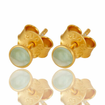 Aqua Chalcedony 925 Silver Gemstone Small Stud Earrings Fashion Jewelry