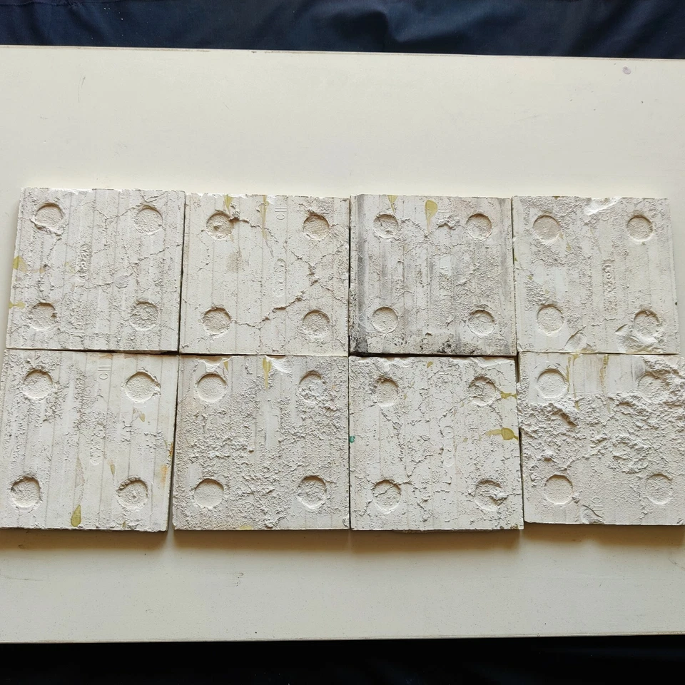 Vintage Embossed Leafy Design Majolica Art 8 Pcs Architecture Tile Japan CT52 - image 2 of 4