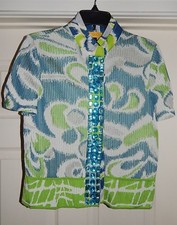 St John SoCa sz S Blue Green Silver Jeweled Jacket