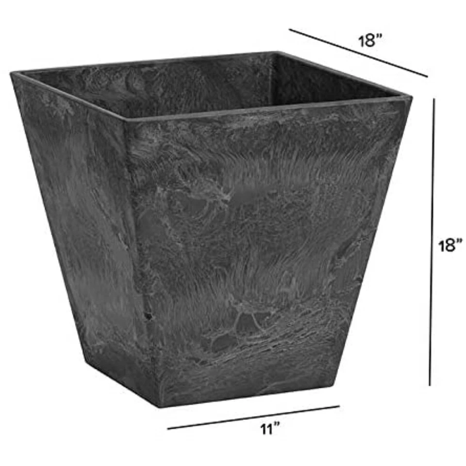 Maceta/florera cuadrada ArtStone Novelty 35188 Ella, negra, 18 pulgadas Foto 4 de 4