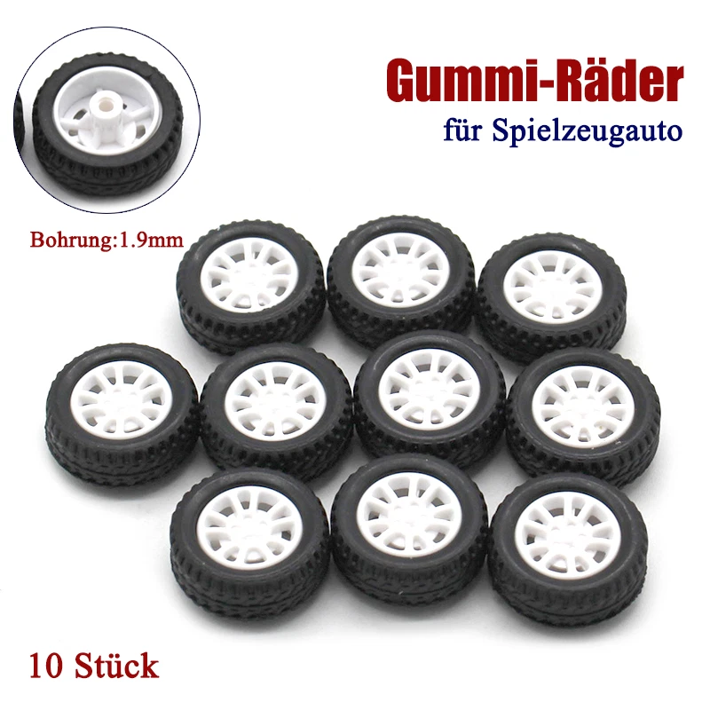 20×8×1,9 mm hohle Gummi-Räder für Spielzeugautos DIY-Modellteile - 10 Stück