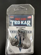 Eagle Claw Trokar Octopus Saltwater Hook TK14-3/0 Black Qty 14 - FREE SHIPPING!