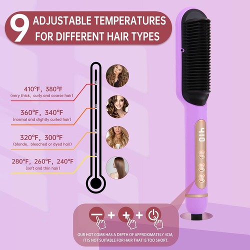 Negative Ionic Hair Straightener Brush with 9 Temp Anti-Scald Auto-Shut Off NEW - Picture 24 of 33