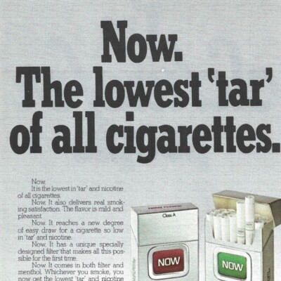 do all cigarettes have tar Now Lowest Tar Cigarette Ad 1970s Vintage Print Ad 9 inch