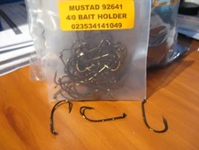 50 Mustad Bait Holder Fish Hooks / 92641 Size 4/0 Bronze Finish / Turn Down Eye
