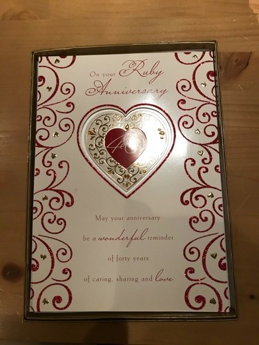Ruby Wedding Anniversary card (boxed) - Picture 2 of 3