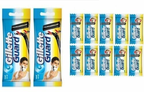 2X Gillette Guard Razor with Blade Cartidge With 10 Blade Cartidge Free MenShave - Picture 1 of 5