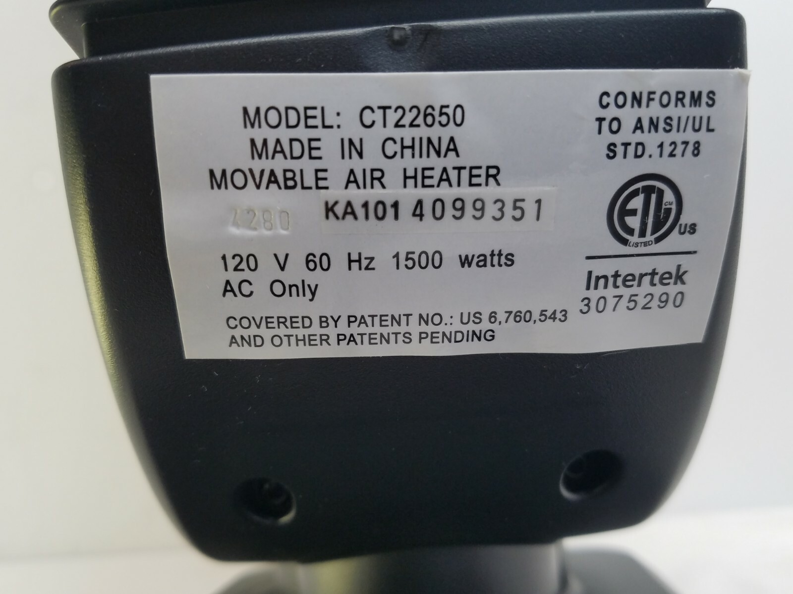 Lasko CT22650 22u0026#034; Oscillating Ceramic Tower Space Heater preowned  Excellent Cond | eBay