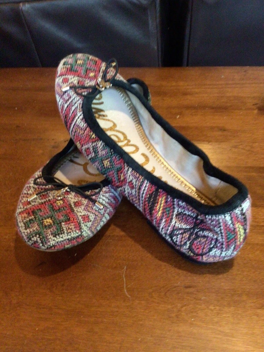 Sam Edelman Felicia Aztec Embroidered Boho Ballet Flats Shoes Women s Size 5.5