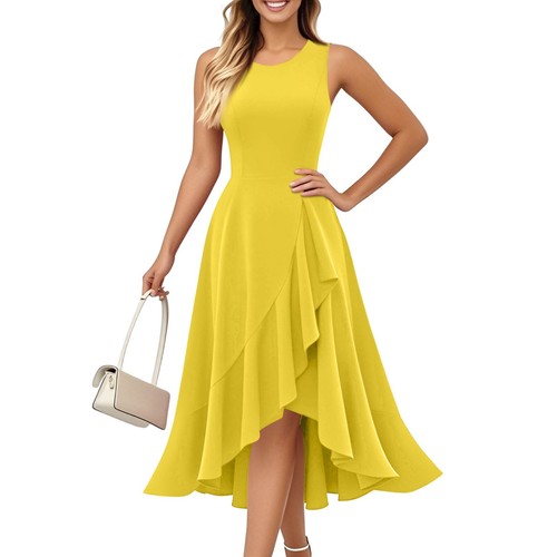 Women's Cocktail Party Formal Wedding Guest Ruffles Dresses, Prom Evening Dress - Picture 59 of 60