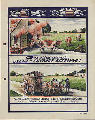 BECKUM Kr. Arnsberg, Prospekt um 1930 für ''Lenz'' Lösbare Kupplung!, Josef Lenze