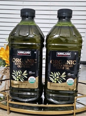 2 Bottles Kirkland Signature, Organic Extra Virgin Olive Oil, 68 fl oz /2 Liters