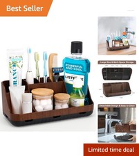 Elegant Wooden Toothbrush Holder with 7 Slots - Perfect Bathroom Organizer