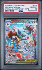 2025 POKEMON MEG EN-MEGA EVOLUTION #179 MEGA LUCARIO EX PSA 10