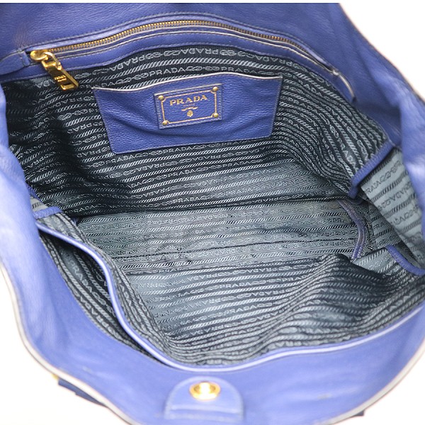 Prada Vitello Daino Blue Leather Tote Bag 2-Way thumbnail 5