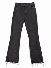 Mother The Hustler Ankle Fray Jeans Womens 28 Black High Rise Raw Stretch Denim