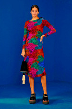 Farm Rio Jersey Dress Midi, Rainbow Mix, Medium, New! Retail $180
