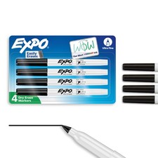 Low-Odor Dry Erase Markers, Ultra-Fine Tip, Black, Pack of 4