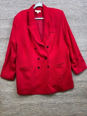 Vintage Amanda Smith Blazer Jacket Womens Size 20W Red Double Breasted Tuxedo