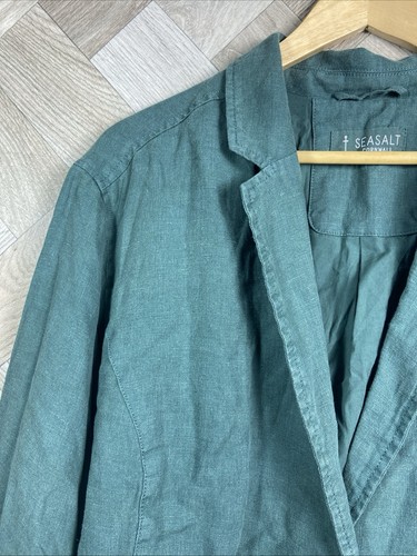 SEASALT Cornwall Blinker Blazer 100% Linen Green Button Up Approx Size XXL - Picture 3 of 21