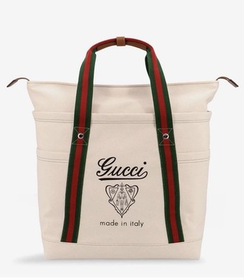 AUTH GUCCI Canvas Crest Logo Tote Web Stripe Zip Tote Travel bag 816863