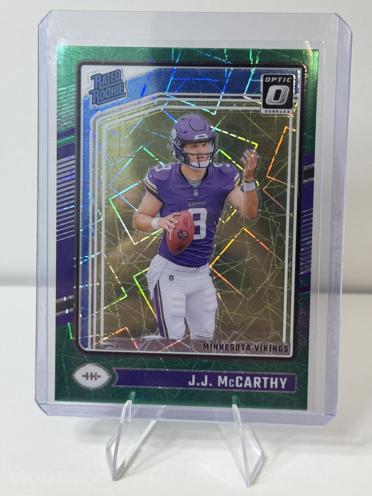J.J. McCarthy 2024 Panini Donruss Optic #235 Green Velocity Rated Rookie