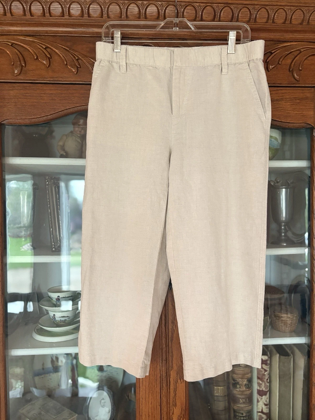 LIZ CLAIBORNE SIZE S WOMEN BEIGE LIGHTWEIGHT LINEN CAPRI PANTS
