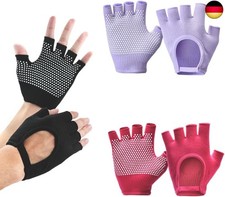 Rutschfeste Yoga-Handschuhe, 3 Paar fingerlose Fitnesshandschuhe Atmungsaktiv,