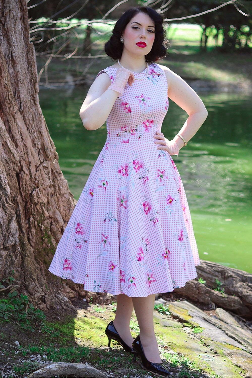 H&R London Catherine Floral Summer 50s Dress Vintage Hearts and Roses RRP £65 image 2