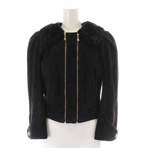 LOUIS VUITTON（LV） Giacca Louis Vuitton in pelle di agnello scamosciata nera con doppia cerniera taglia 36