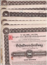 Zestaw 9 k.k. priv. Austria. Staats-Bahn-Ges., Wiedeń 1883, SV 2000 Mark, VF/VF m