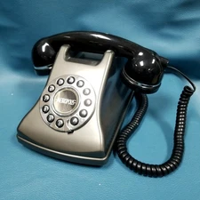 VTG Conair Metropolis Push Button Rotary Black Gray Desk Phone Untested AS IS 